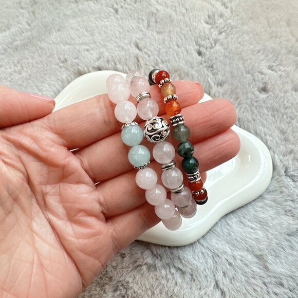 New Set of 3 Natural Semi-Precious Stones Bracelets - Picture 1 of 7